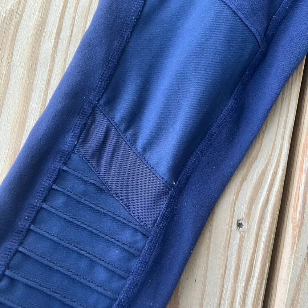 Alo Yoga Ribbed Mesh Leggings Tights Sz Small Navy Blue